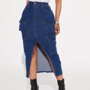 "Cargo " Style Blue Jean Skirt